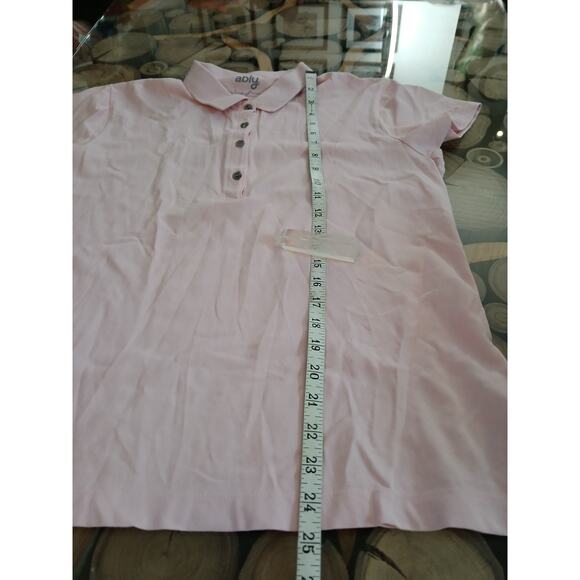 Ably Button Front Filium Activated Calla Polo Shirt Pink Plus Size XXL - Picture 5 of 10